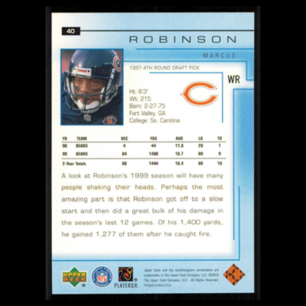 Marcus Robinson #40 2000 Upper Deck Chicago Bears Football Card NFL NM