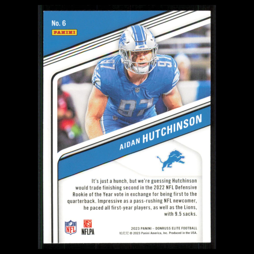 Aidan Hutchinson #6 2023 Donruss Elite Detroit Lions Football Card NFL NM