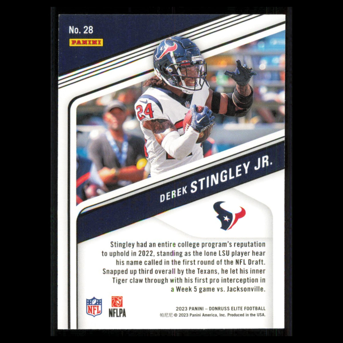 Derek Stingley Jr. #28 2023 Donruss Elite Houston Texans Football Card NFL NM