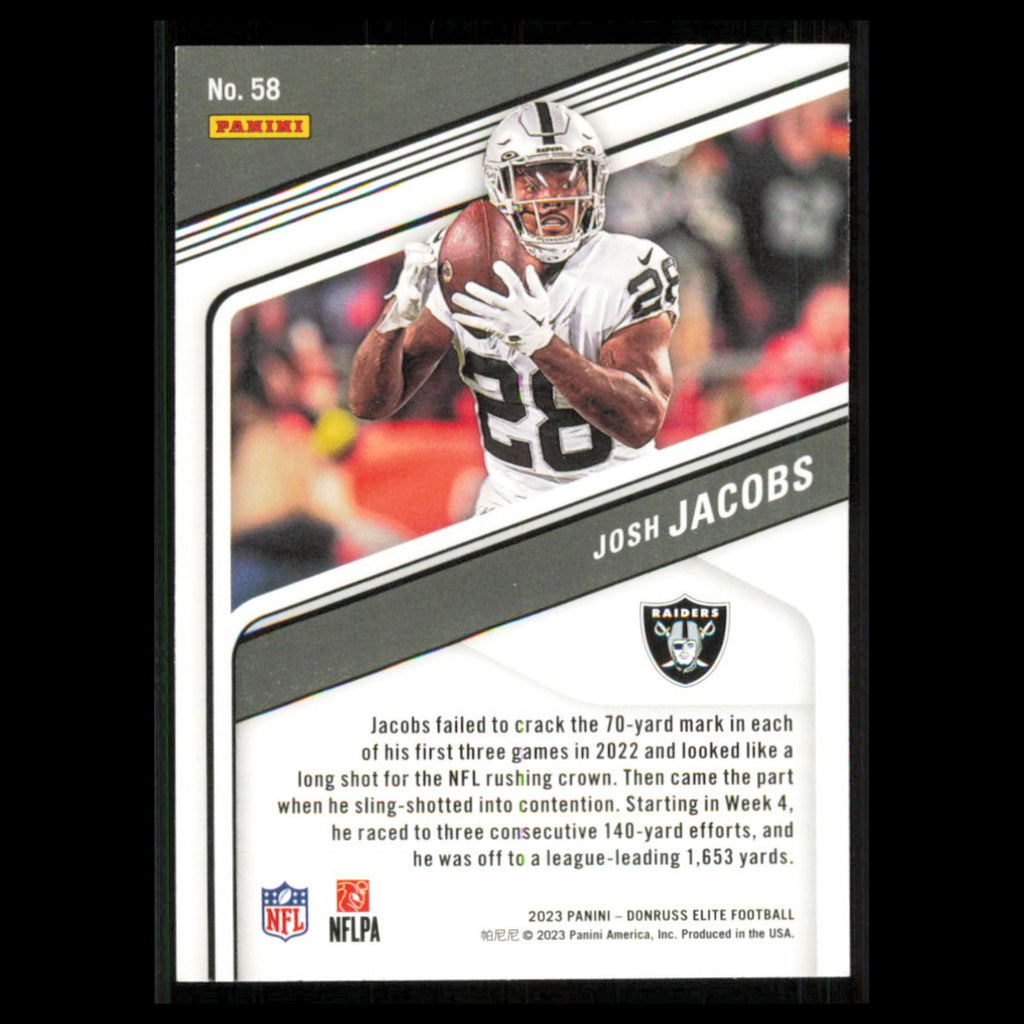 Josh Jacobs #58 2023 Donruss Elite Las Vegas Raiders Football Card NFL NM