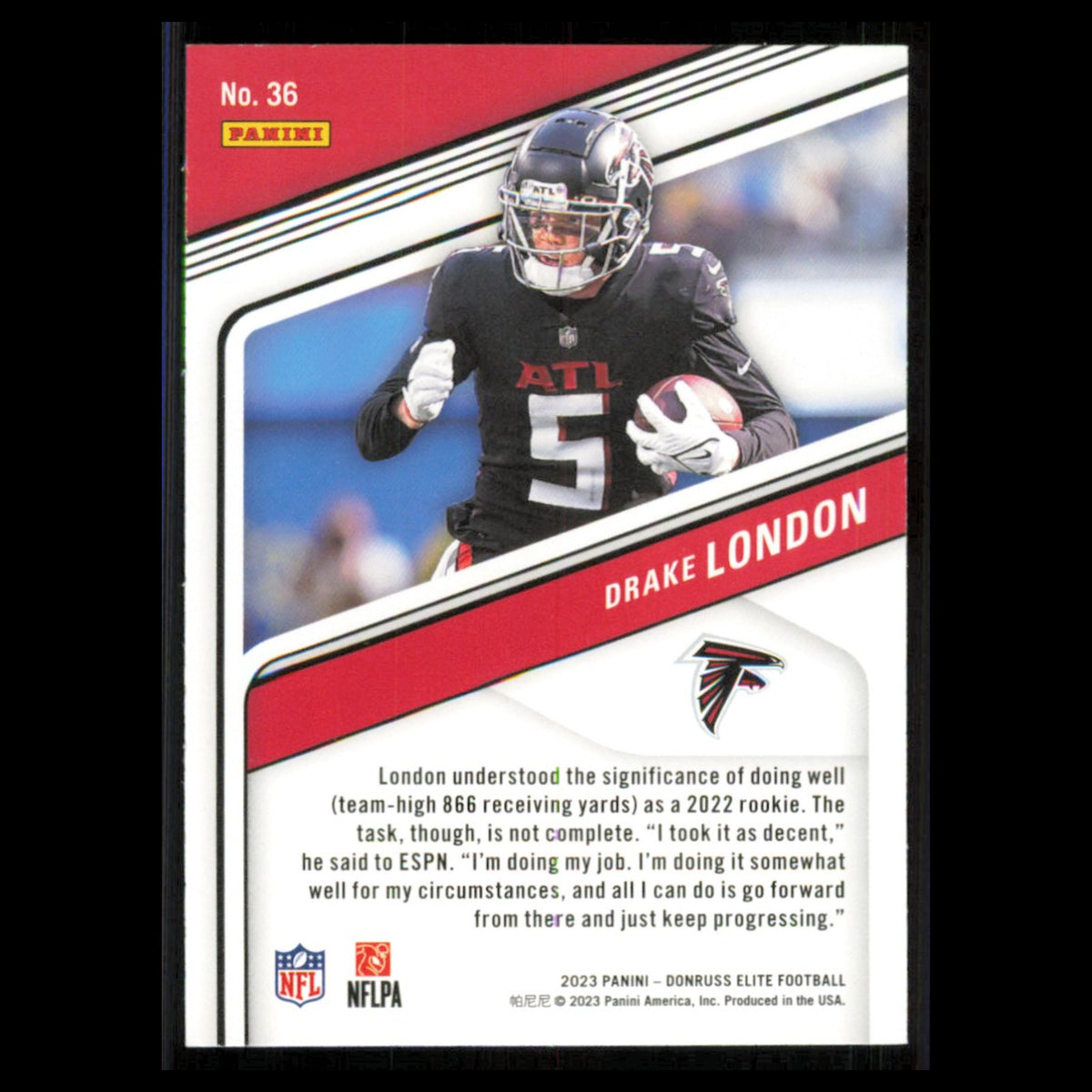 Drake London #36 2023 Donruss Elite Atlanta Falcons Football Card NFL NM