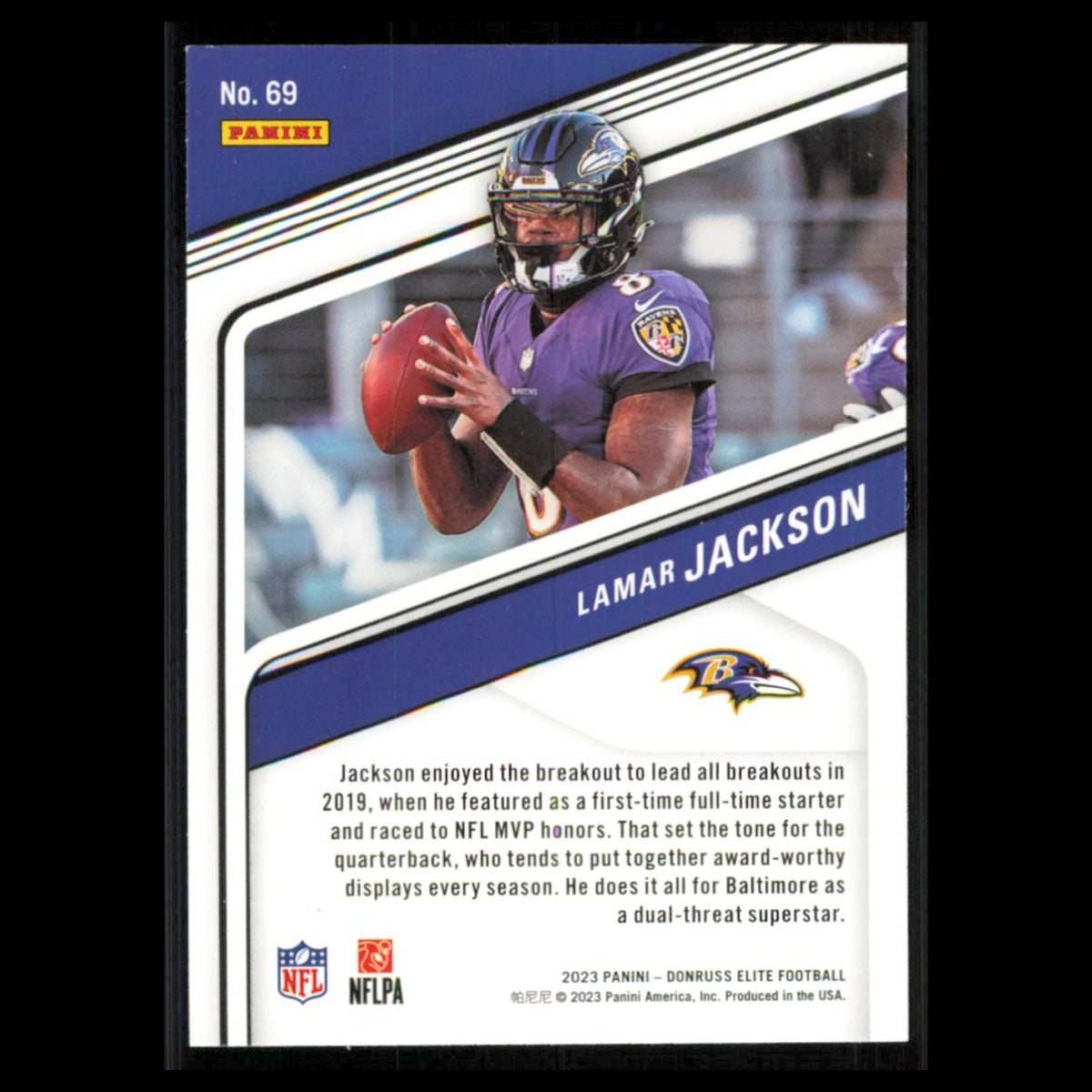 Lamar Jackson #69 2023 Donruss Elite Baltimore Ravens Football Card NFL NM