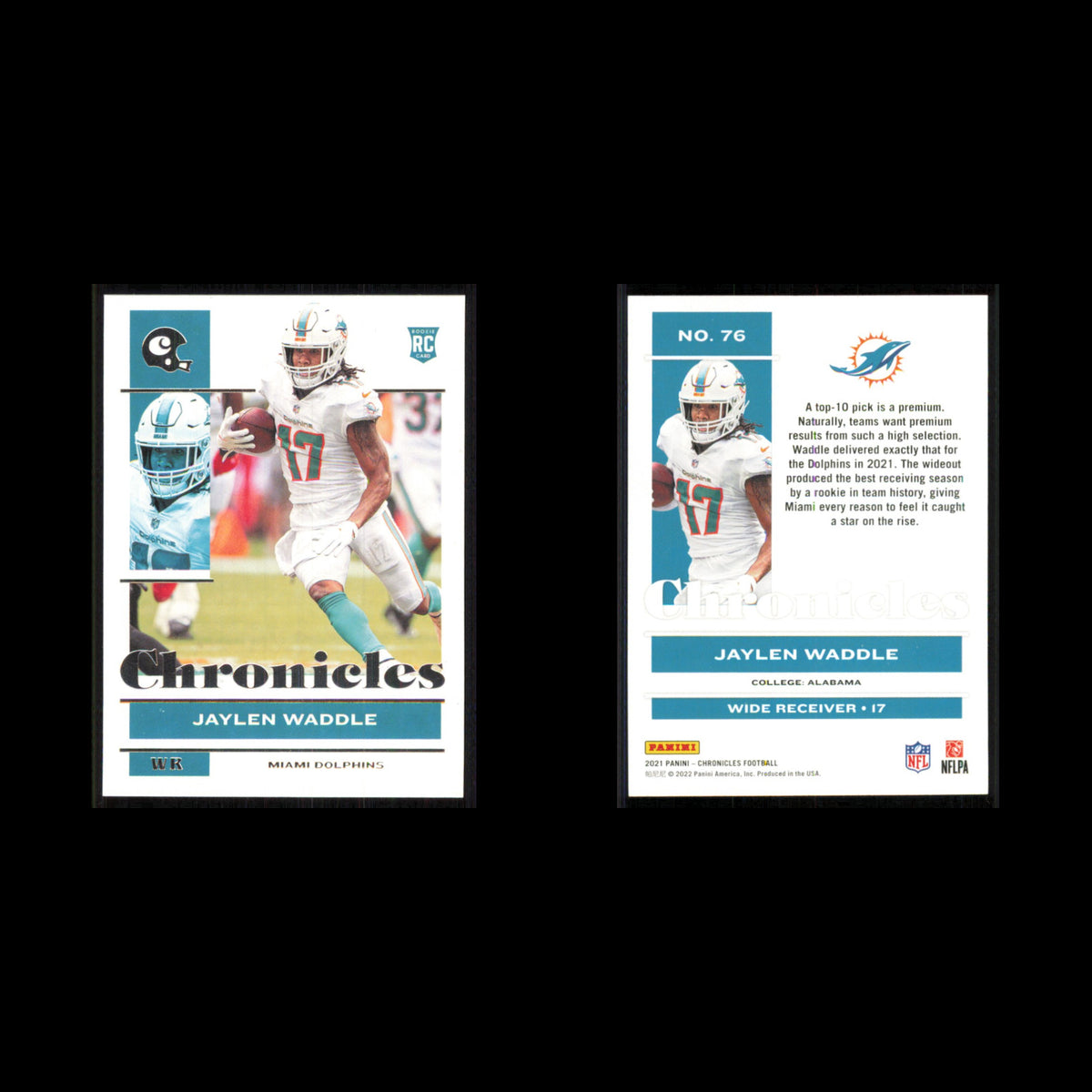 Jaylen Waddle Rookie #76 2021 Panini Chronicles Miami Dolphins Football Card NFL