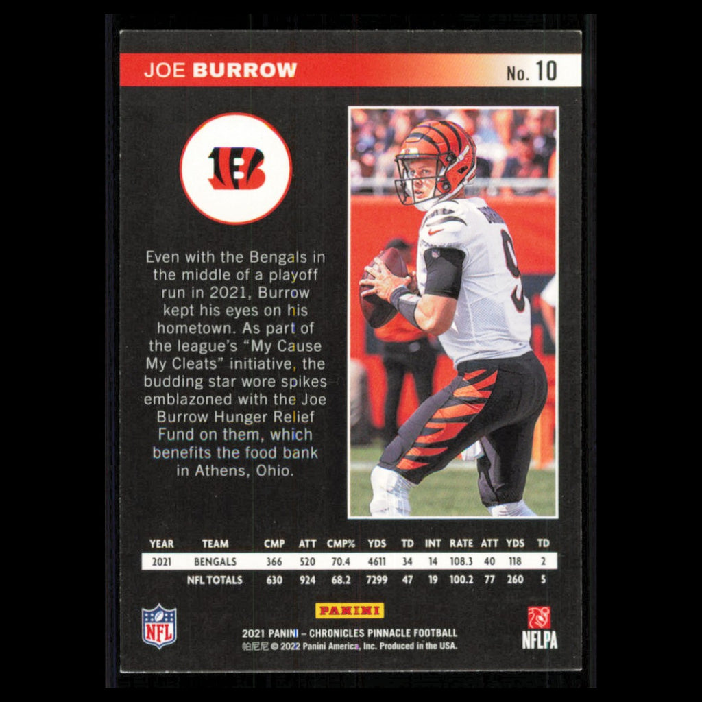 Joe Burrow #10 2021 Panini Chronicles Pinnacle Cincinnati Bengals Football Card