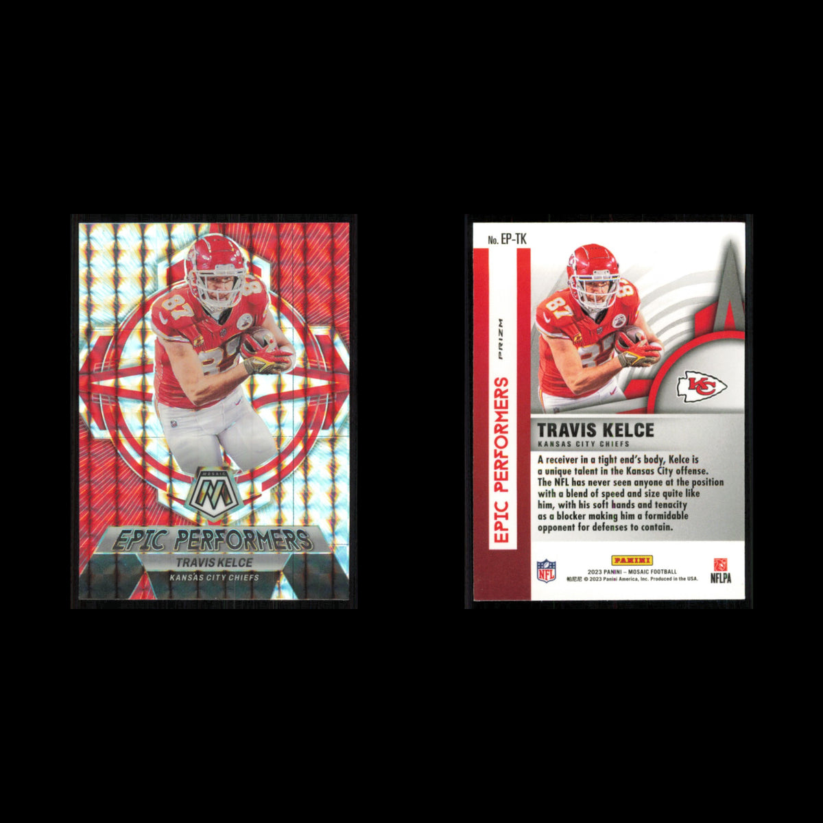 Travis Kelce #EP-TK 2023 Panini Mosaic Epic Performers Silver Kansas City Chiefs
