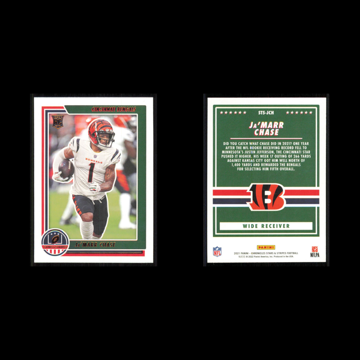 JaMarr Chase Rookie #STS-JCH 2021 Panini Chronicles Stars and Stripes Bengals NM