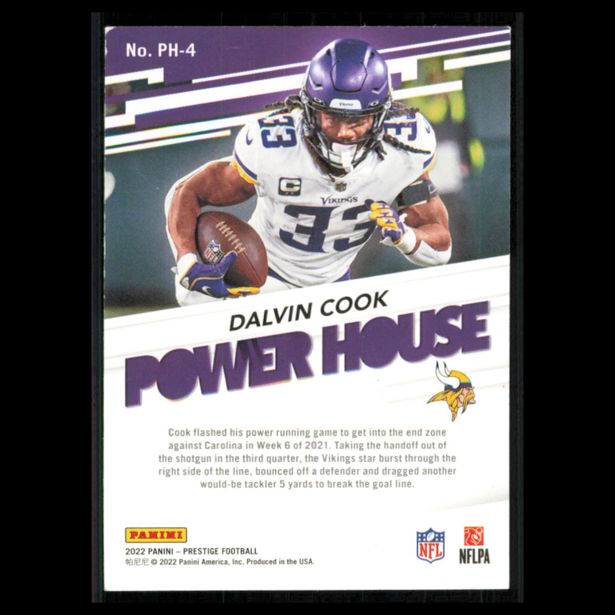 Dalvin Cook #PH-4 2022 Panini Prestige Power House Minnesota Vikings Football NM