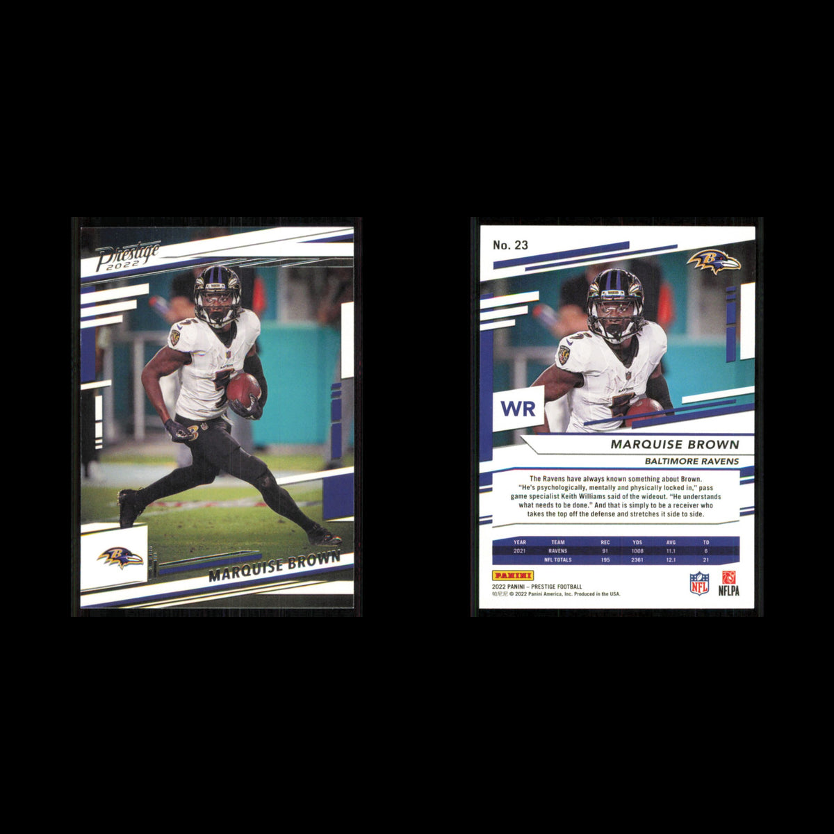 Marquise Brown #23 2022 Panini Prestige Baltimore Ravens Football Card NFL NM