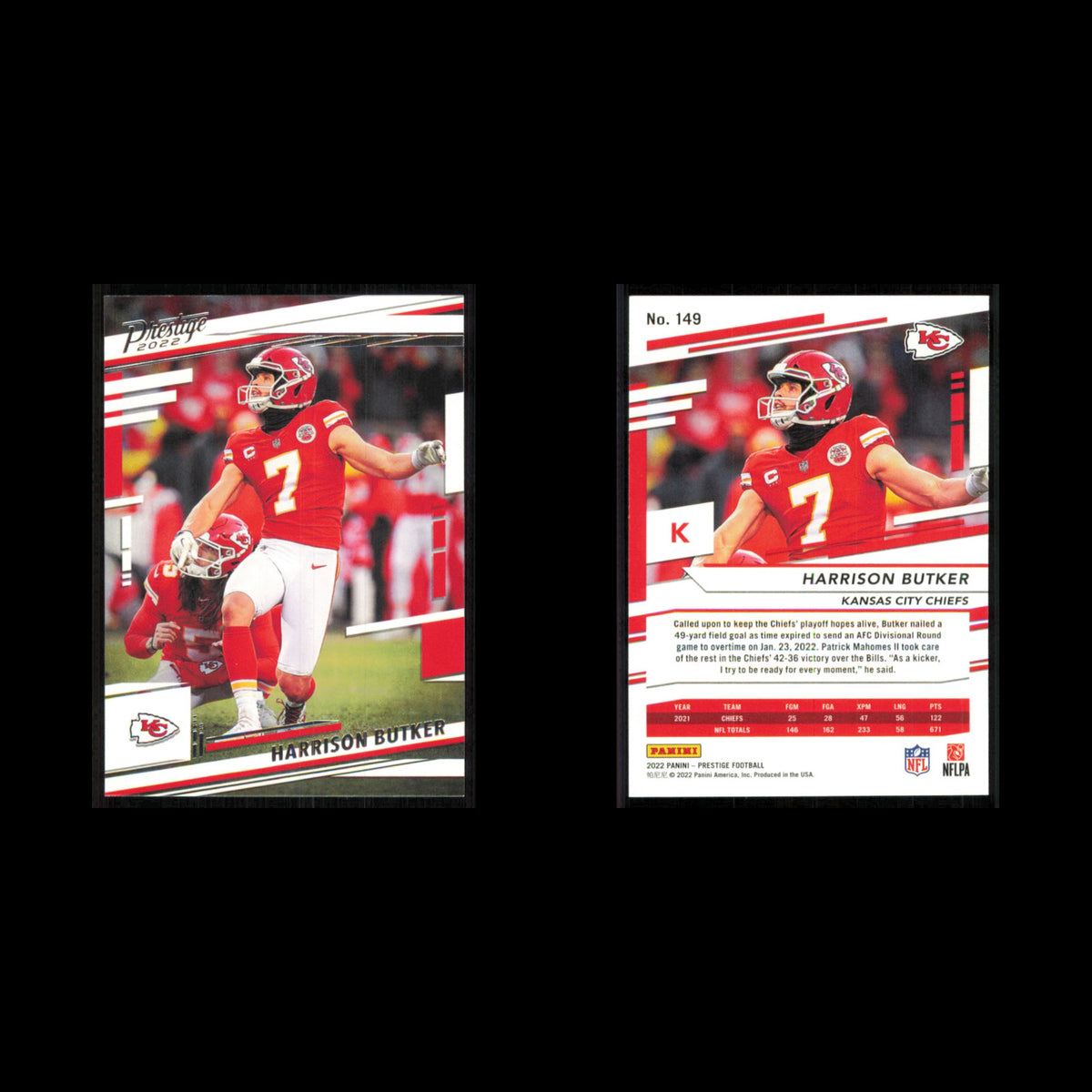 Harrison Butker #149 2022 Panini Prestige Kansas City Chiefs Football Card NFL