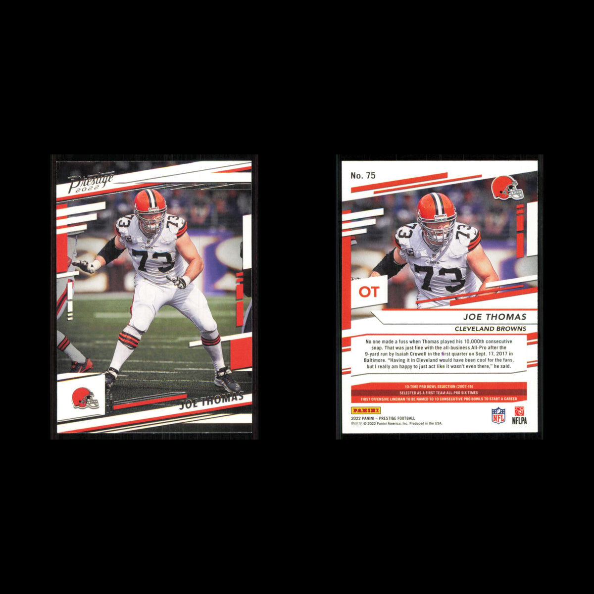 Joe Thomas #75 2022 Panini Prestige Cleveland Browns Football Card NFL NM