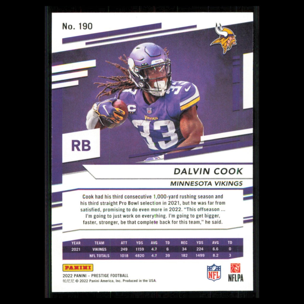 Dalvin Cook #190 2022 Panini Prestige Minnesota Vikings Football Card NFL NM