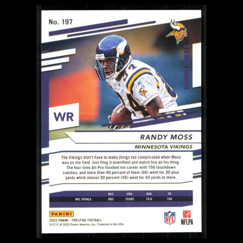 Randy Moss #197 2022 Panini Prestige Minnesota Vikings Football Card NFL NM