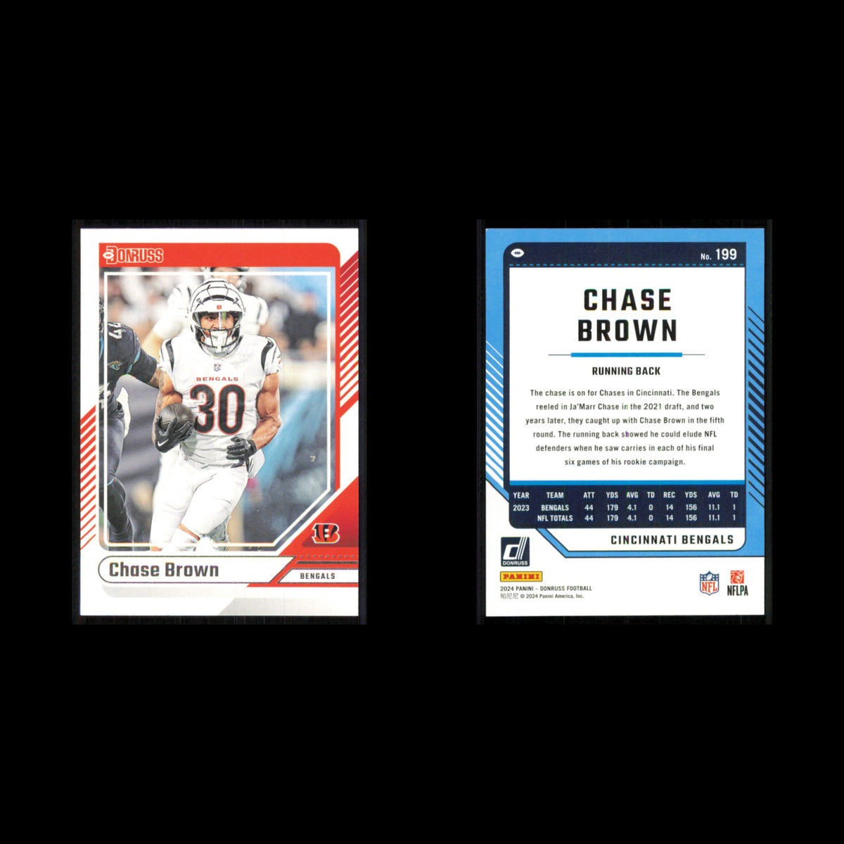 Chase Brown #199 2024 Donruss Cincinnati Bengals Football Card NFL NM