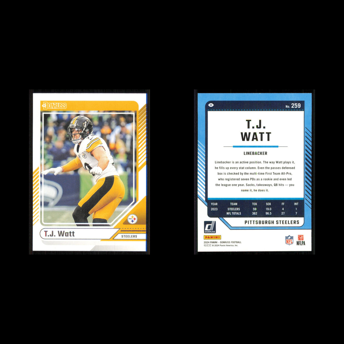 T.J. Watt #259 2024 Donruss Pittsburgh Steelers Football Card NFL NM