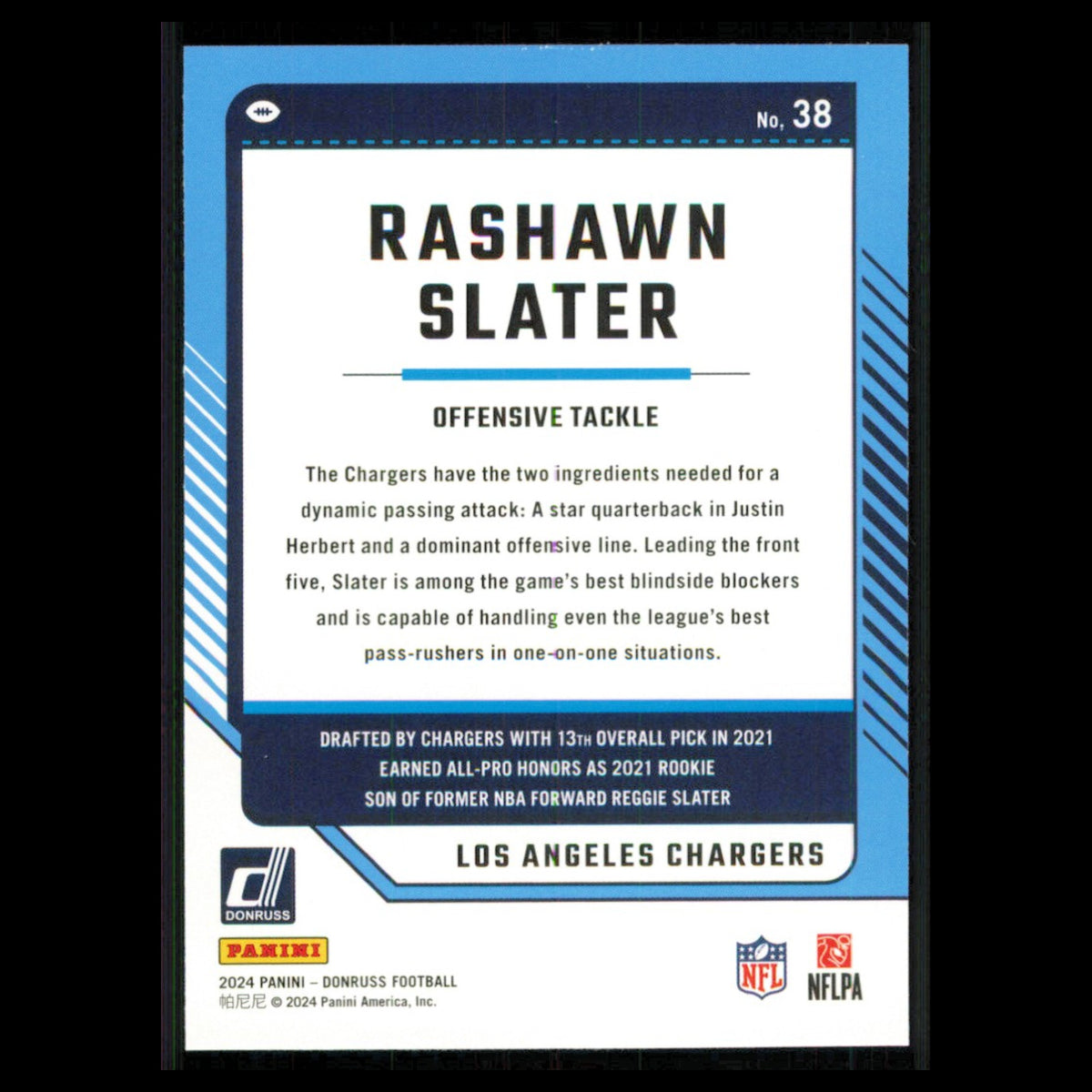 Rashawn Slater #38 2024 Donruss Los Angeles Chargers Football Card NFL NM