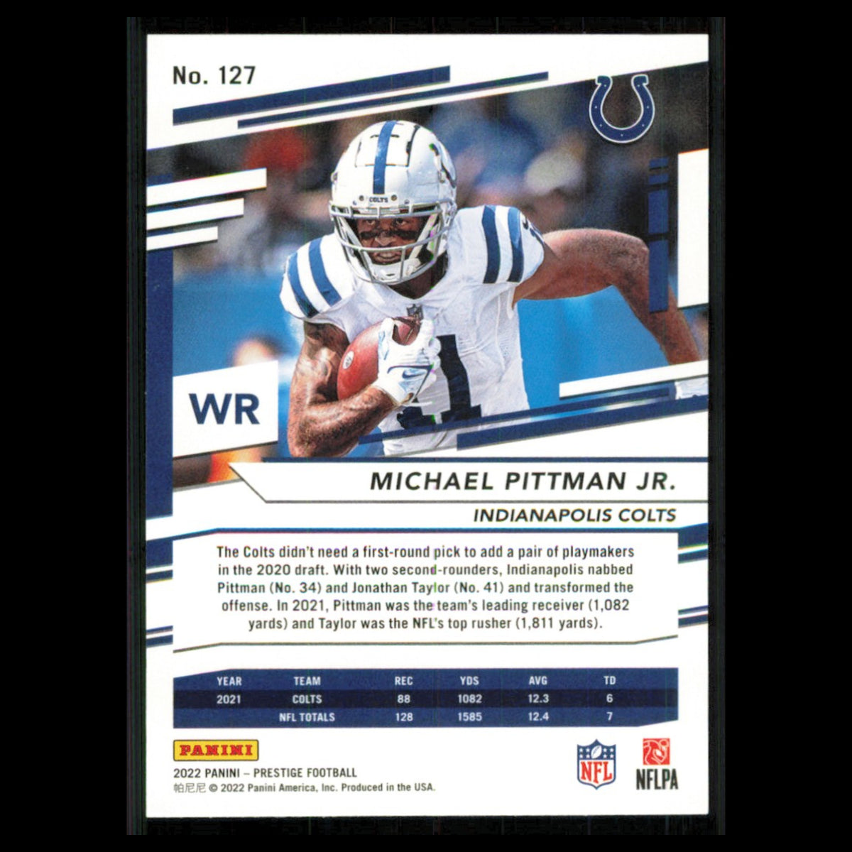 Michael Pittman Jr. #127 2022 Panini Prestige Indianapolis Colts Football Card