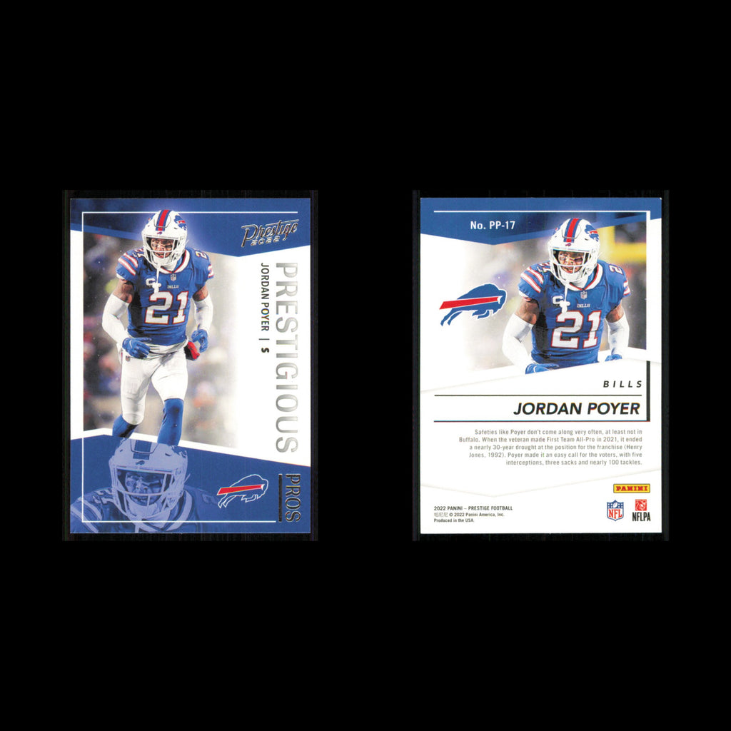 Jordan Poyer #PP-17 2022 Panini Prestige Prestigious Pros Buffalo Bills Football