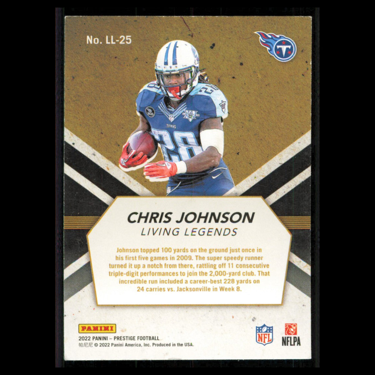 Chris Johnson #LL-25 2022 Panini Prestige Living Legends Tennessee Titans Card