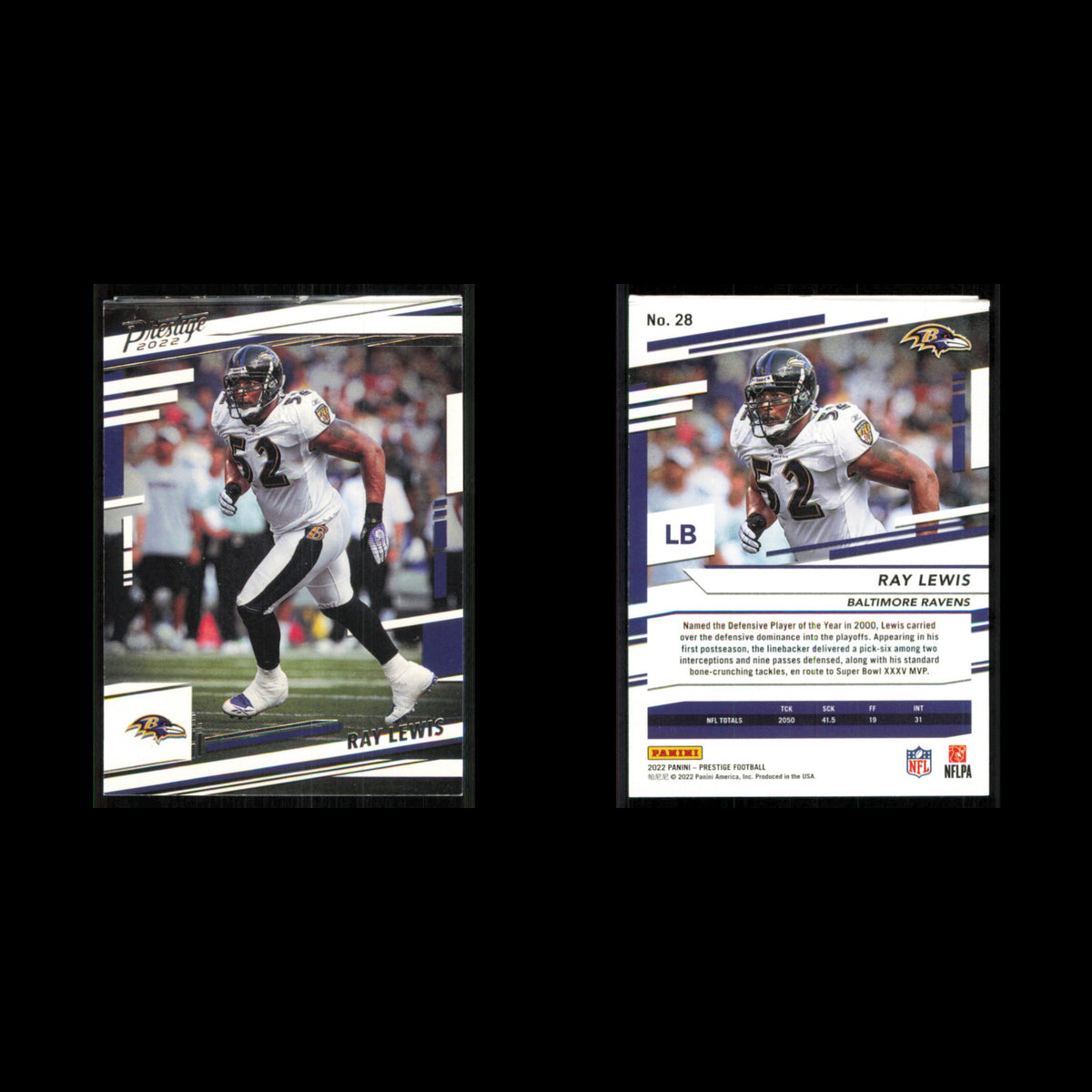 Ray Lewis #28 2022 Panini Prestige Baltimore Ravens Football Card NFL NM