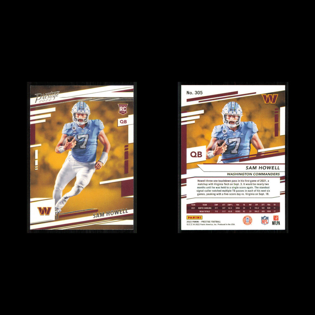 Sam Howell Rookie #305 2022 Panini Prestige Washington Commanders Football Card