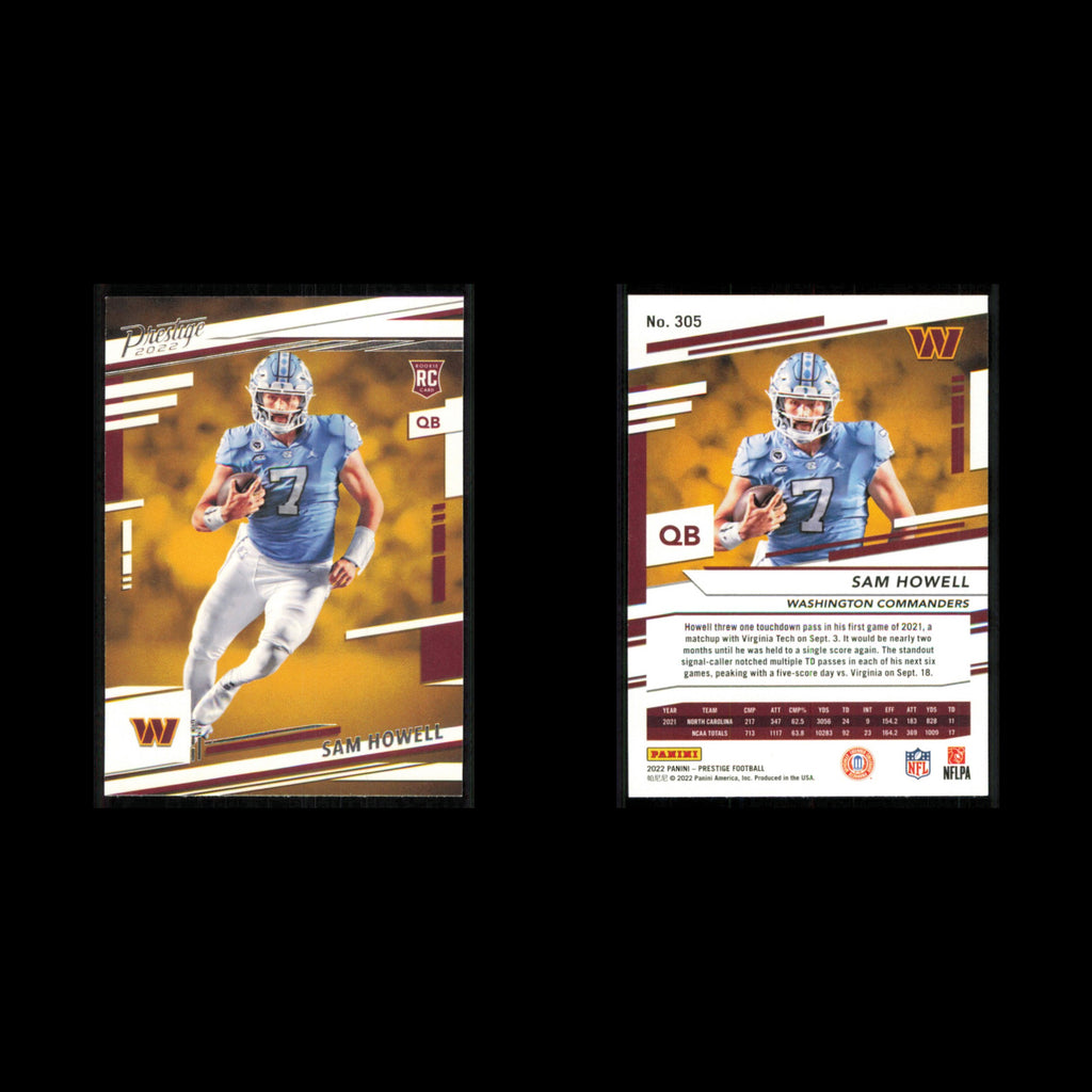 Sam Howell Rookie #305 2022 Panini Prestige Washington Commanders Football Card