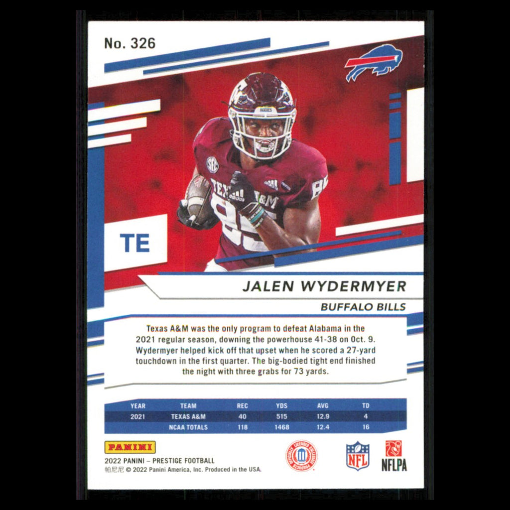 Jalen Wydermyer Rookie #326 2022 Panini Prestige Buffalo Bills Football Card NFL