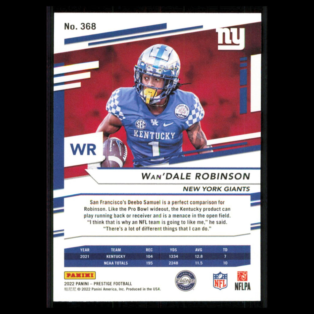 WanDale Robinson Rookie #368 2022 Panini Prestige New York Giants Football Card