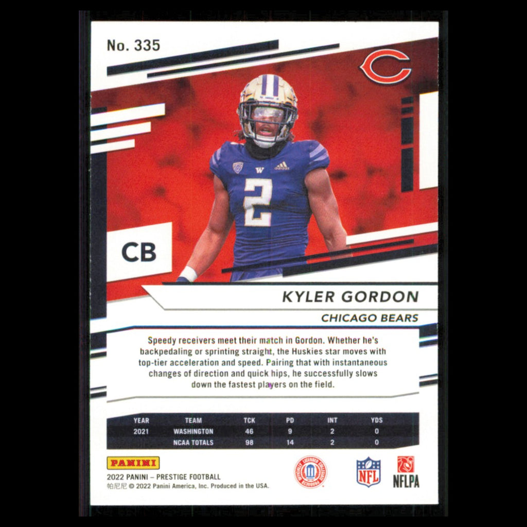 Kyler Gordon Rookie #335 2022 Panini Prestige Xtra Points Chicago Bears Football