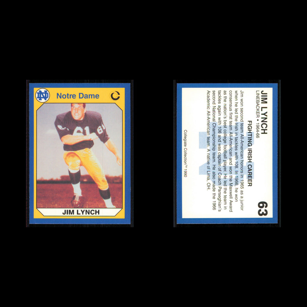 Jim Lynch #63 1990 Collegiate Collection Notre Dame Notre Dame Fighting Irish NM