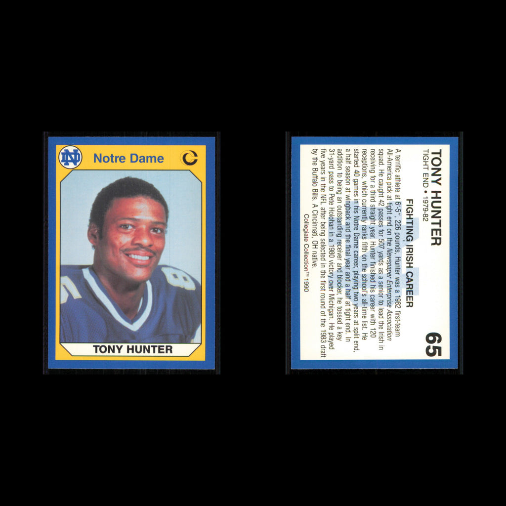 Tony Hunter #65 1990 Collegiate Collection Notre Dame Notre Dame Fighting Irish