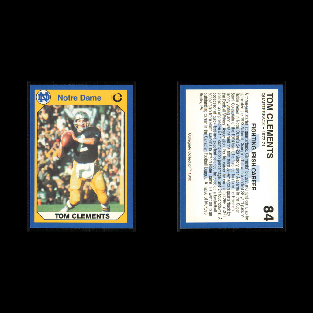 Tom Clements #84 1990 Collegiate Collection Notre Dame Notre Dame Fighting Irish