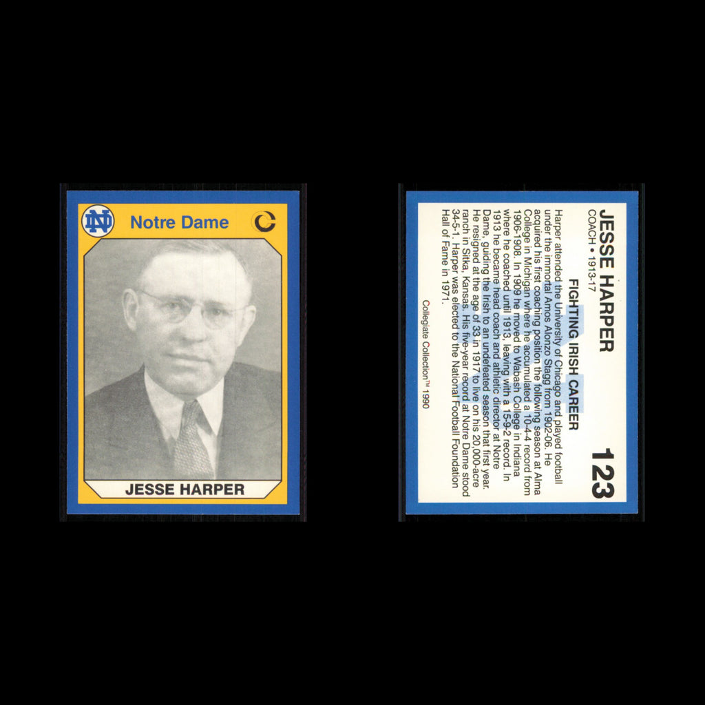 Jesse Harper #123 1990 Collegiate Collection Notre Dame Football Card NFL NM
