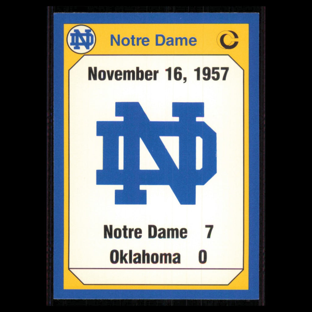 1957 Oklahoma #186 1990 Collegiate Collection Notre Dame Football Card NFL NM