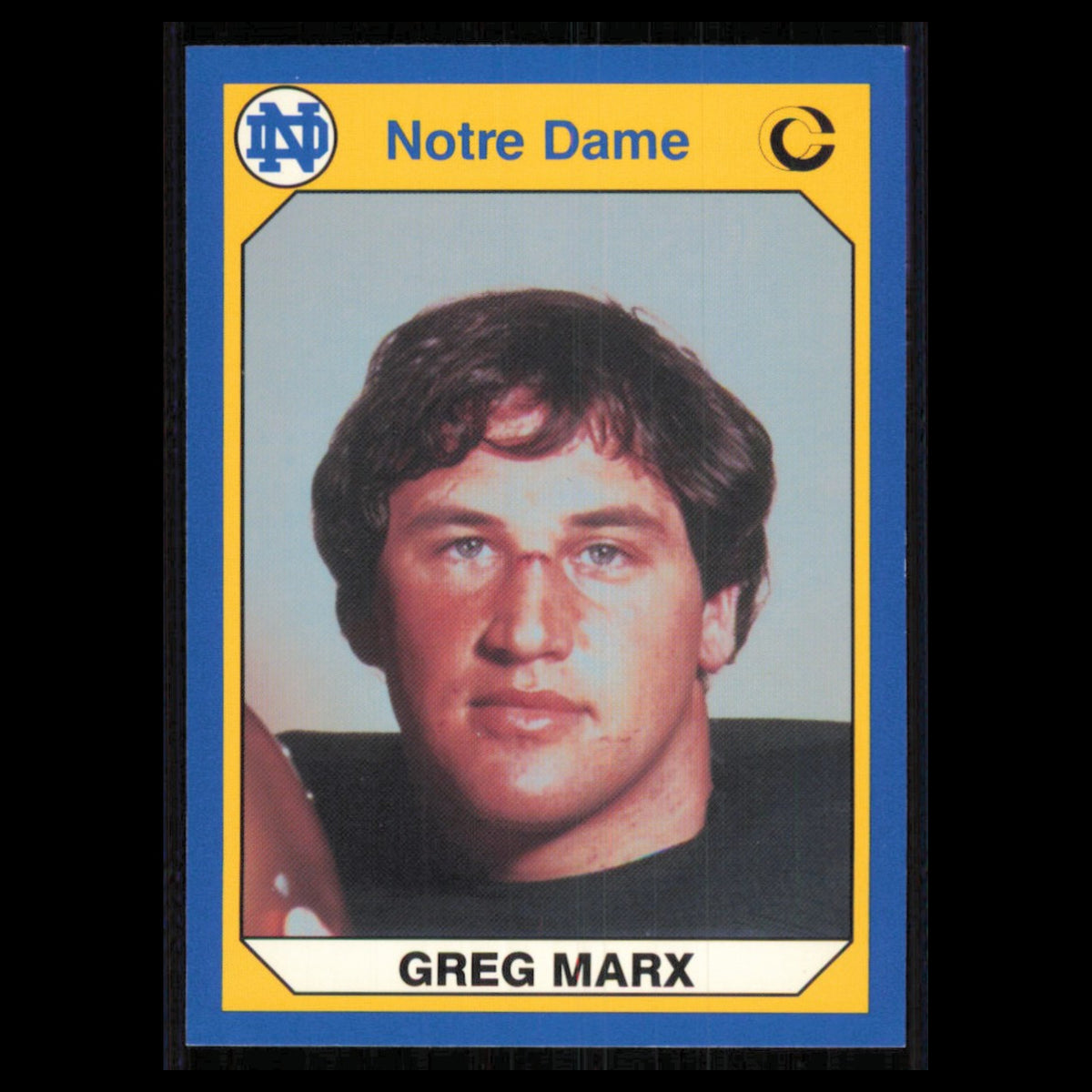 Greg Marx #15 1990 Collegiate Collection Notre Dame Notre Dame Fighting Irish NM