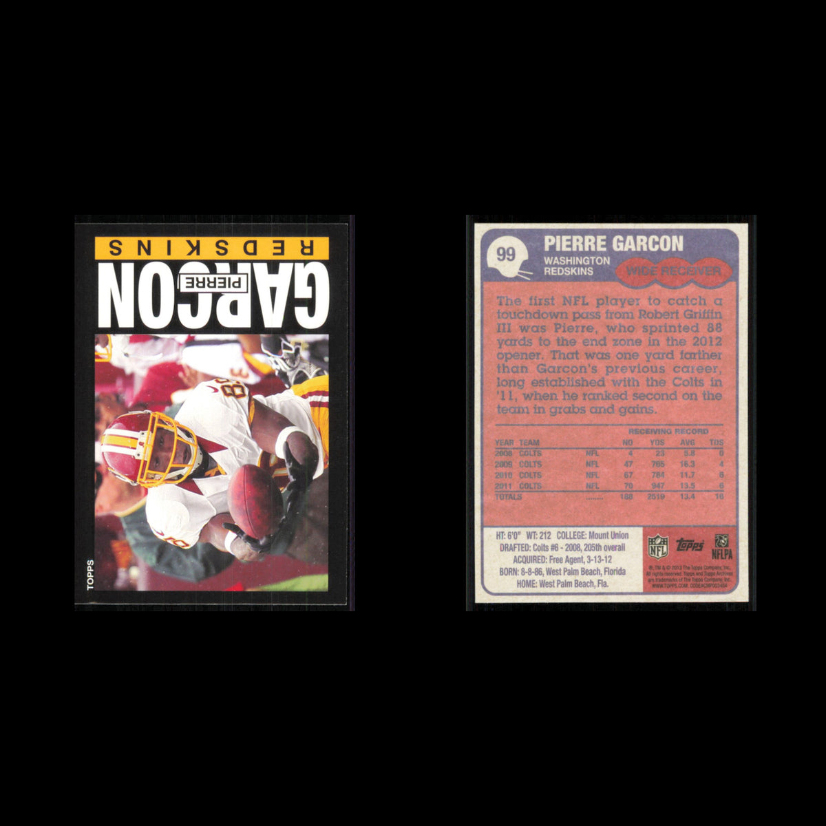 Pierre Garcon #99 2013 Topps Archives Washington Redskins Football Card NFL NM