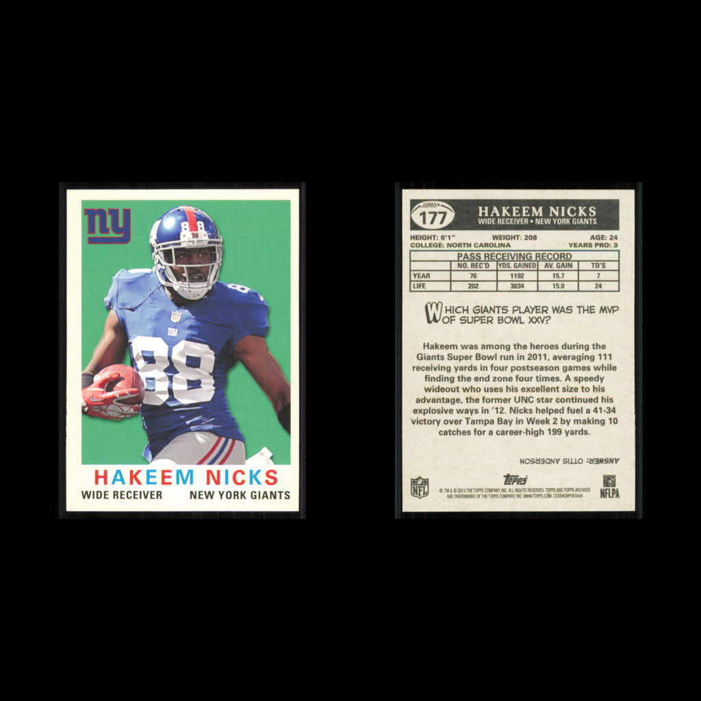 Hakeem Nicks #177 2013 Topps Archives New York Giants Football Card NFL NM