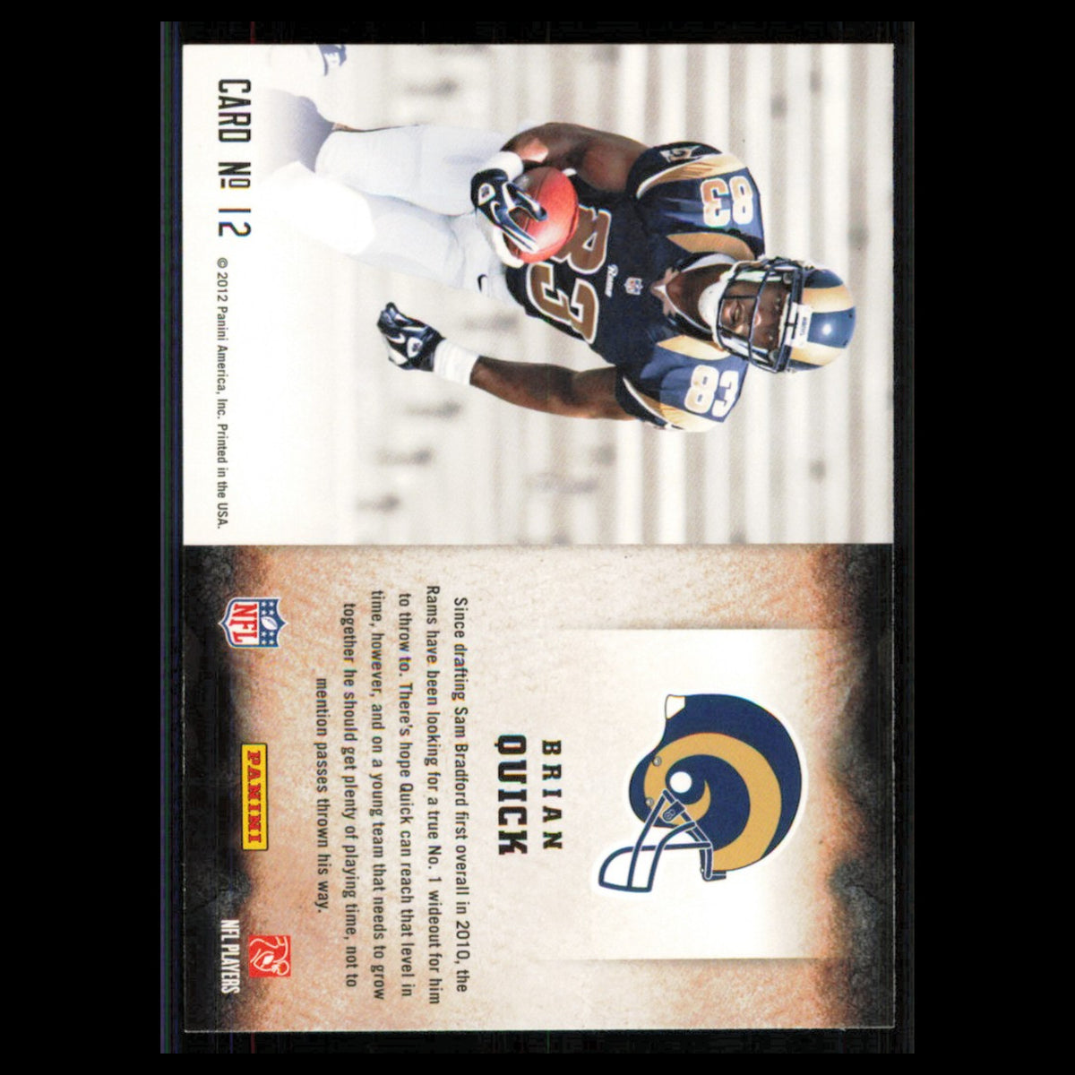 Brian Quick Rookie #12 2012 Score St. Louis Rams Football Card NFL NM
