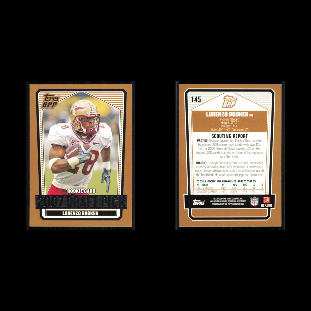 Lorenzo Booker Rookie #145 2007 Topps Draft Picks - Prospects Football Card NFL