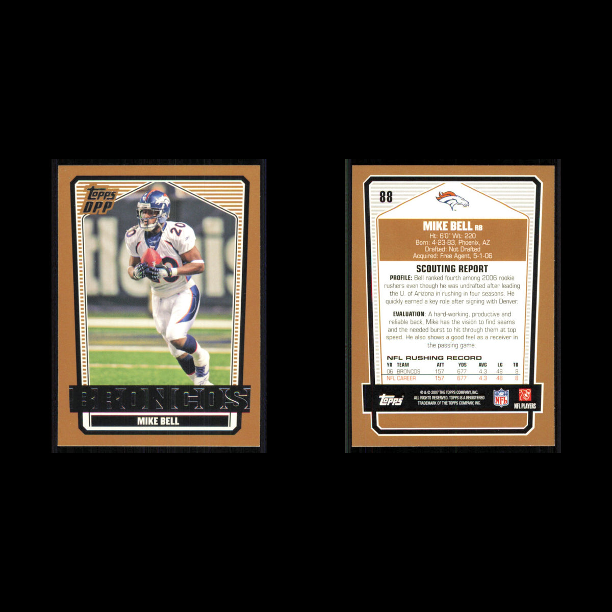 Mike Bell #88 2007 Topps Draft Picks - Prospects Denver Broncos Football Card NM