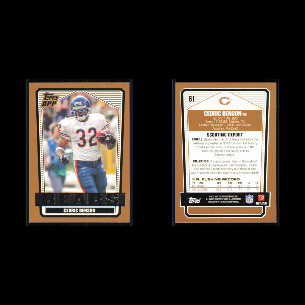 Cedric Benson #61 2007 Topps Draft Picks - Prospects Chicago Bears Football Card