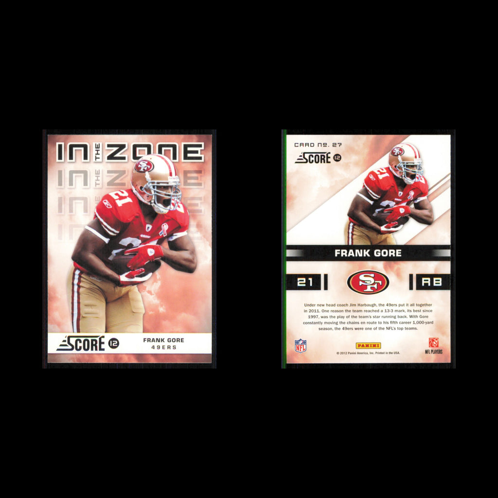 Frank Gore #27 2012 Score San Francisco 49ers Football Card NFL NM