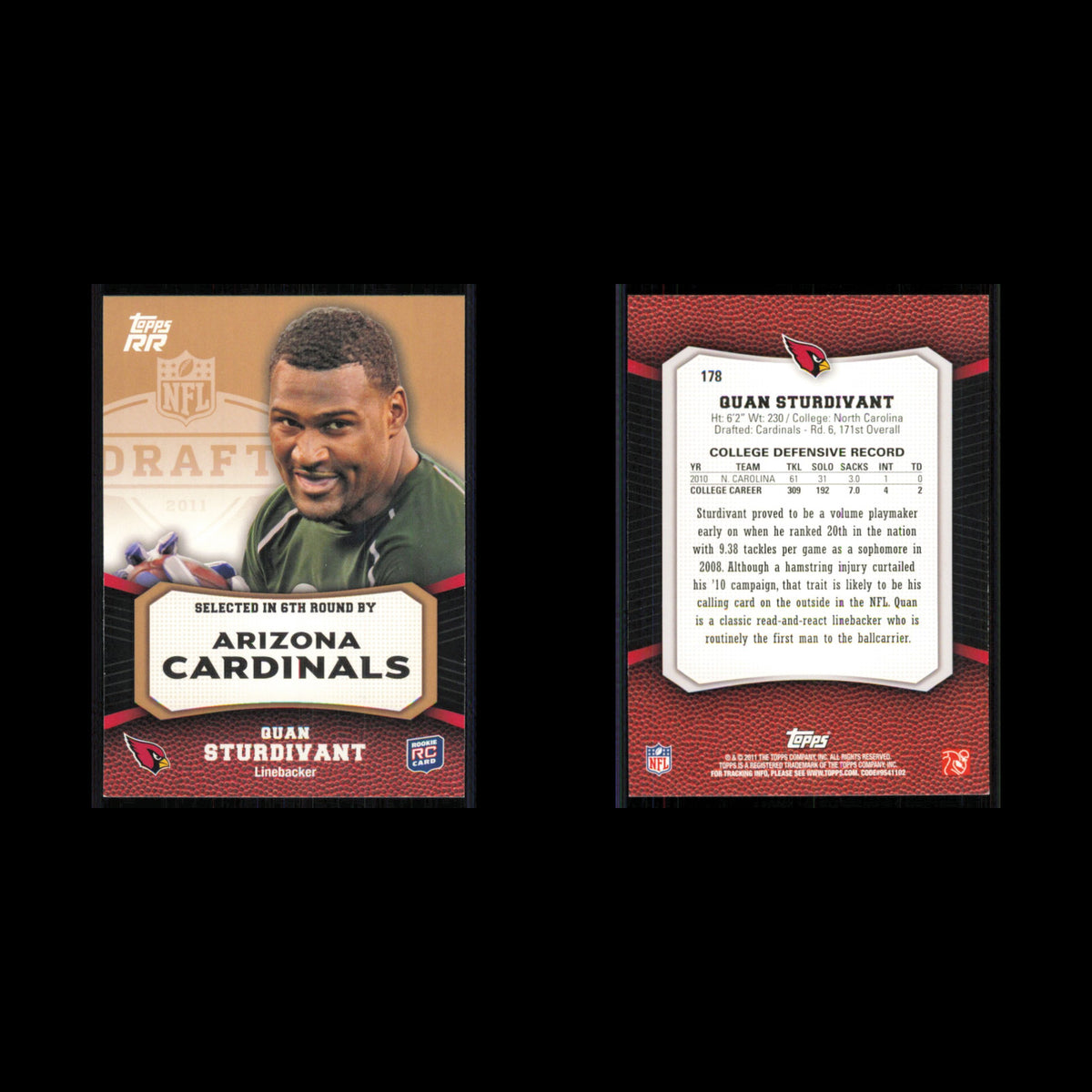 Quan Sturdivant Rookie #178 2011 Topps Rising Rookies Arizona Cardinals Football