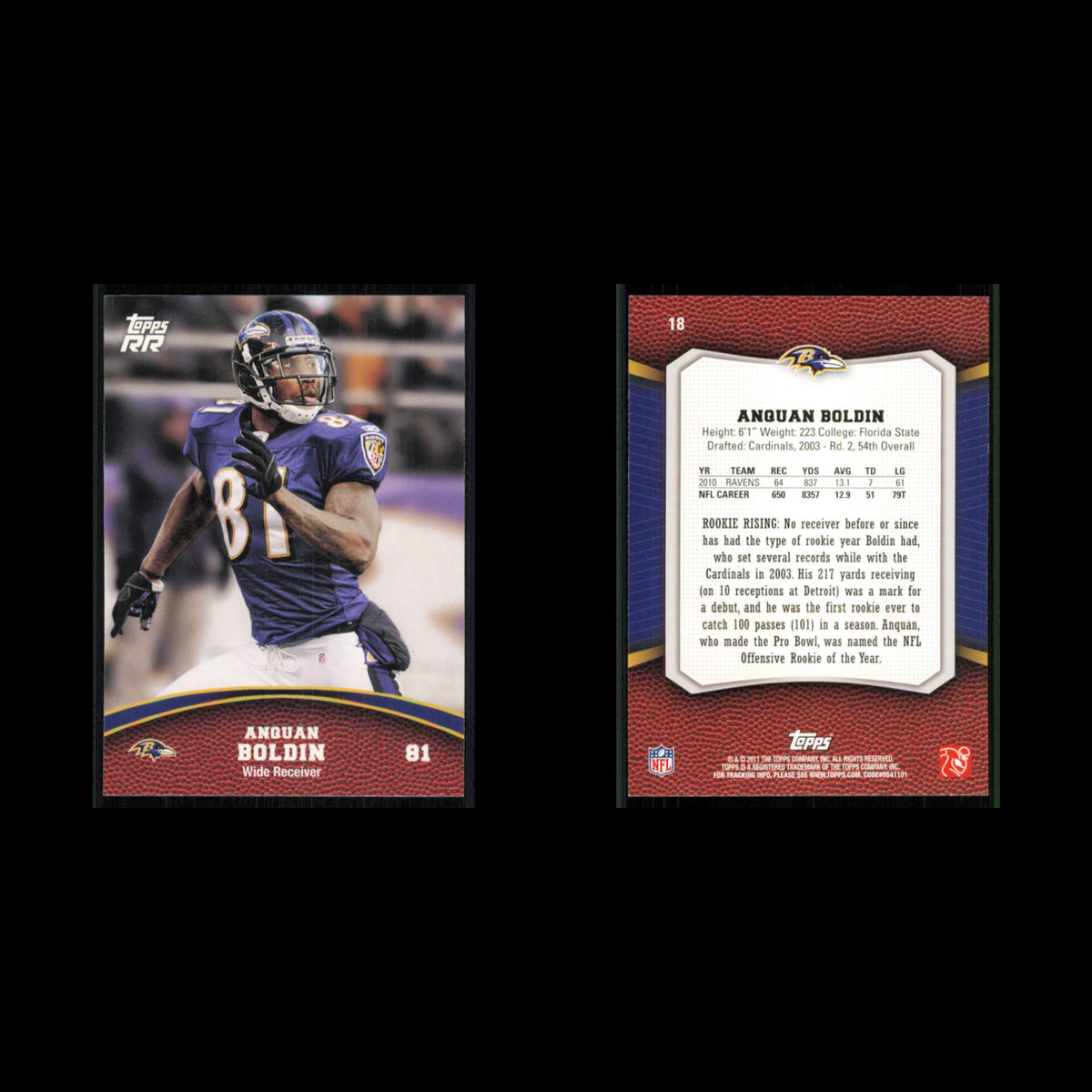 Anquan Boldin #18 2011 Topps Rising Rookies Baltimore Ravens Football Card NFL