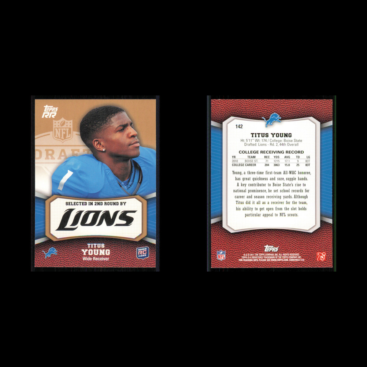Titus Young Rookie #142 2011 Topps Rising Rookies Detroit Lions Football Card NM