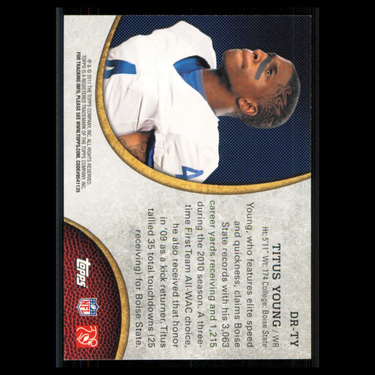 Titus Young Rookie #DR-TY 2011 Topps Rising Rookies NFL Draft Football Card NFL