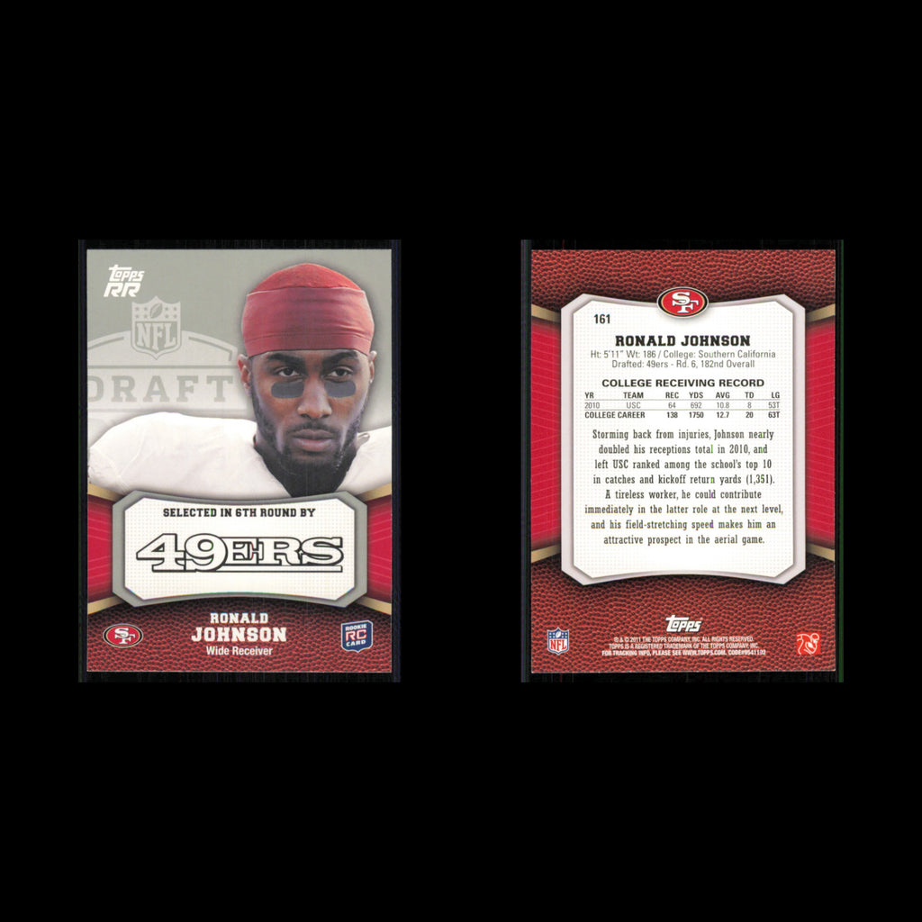 Ronald Johnson Rookie #161 2011 Topps Rising Rookies San Francisco 49ers Card NM
