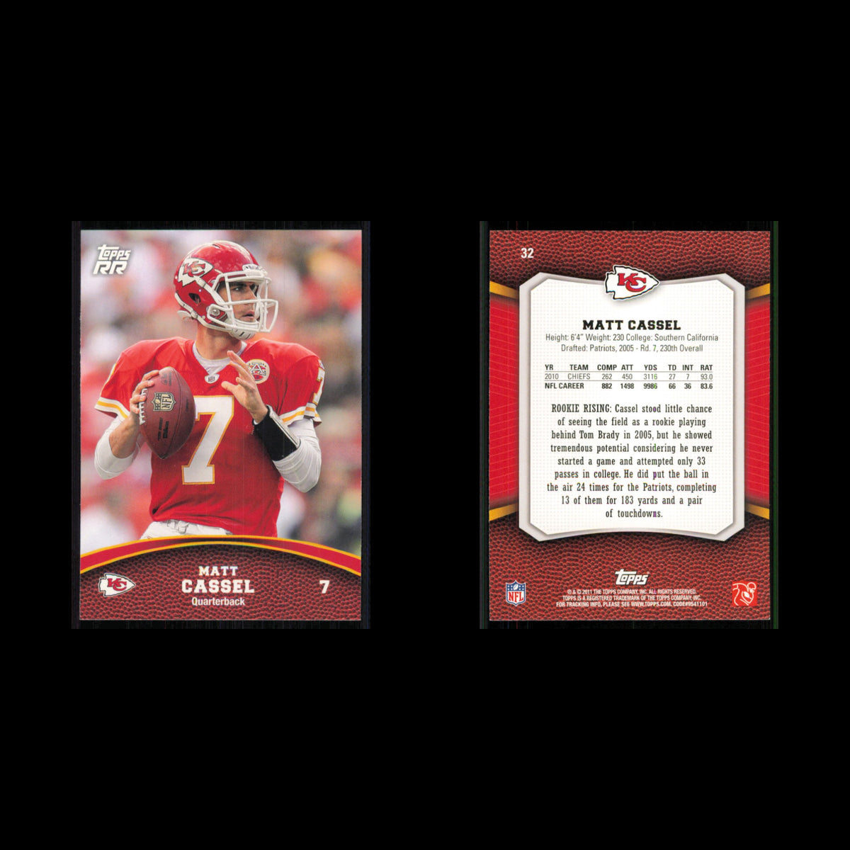 Matt Cassel #32 2011 Topps Rising Rookies Kansas City Chiefs Football Card NFL