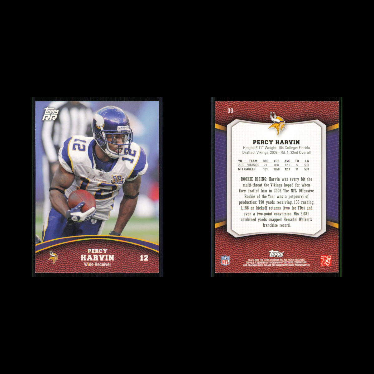 Percy Harvin #33 2011 Topps Rising Rookies Minnesota Vikings Football Card NFL