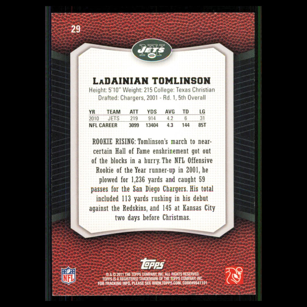 LaDainian Tomlinson #29 2011 Topps Rising Rookies New York Jets Football Card NM