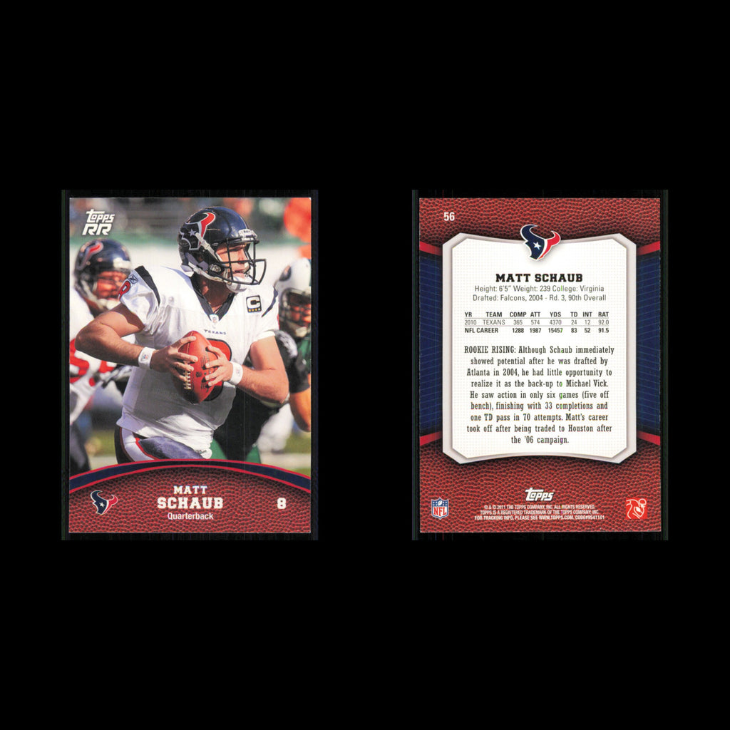Matt Schaub #56 2011 Topps Rising Rookies Houston Texans Football Card NFL NM